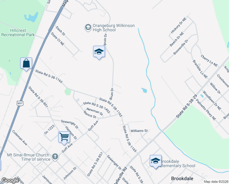 map of restaurants, bars, coffee shops, grocery stores, and more near 100 Living Way in Orangeburg