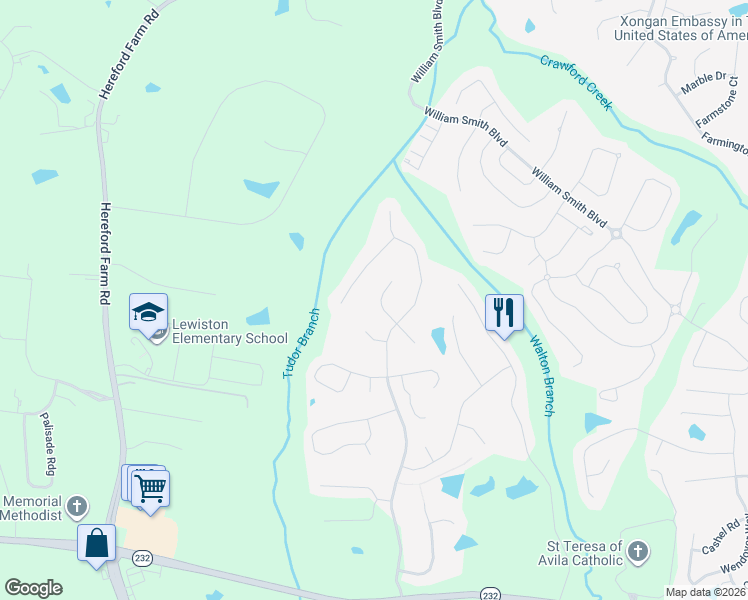 map of restaurants, bars, coffee shops, grocery stores, and more near 1317 Hawksmoor Way in Grovetown