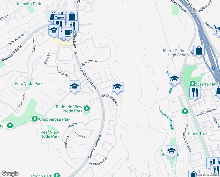 map of restaurants, bars, coffee shops, grocery stores, and more near 12 Curacao in Laguna Niguel