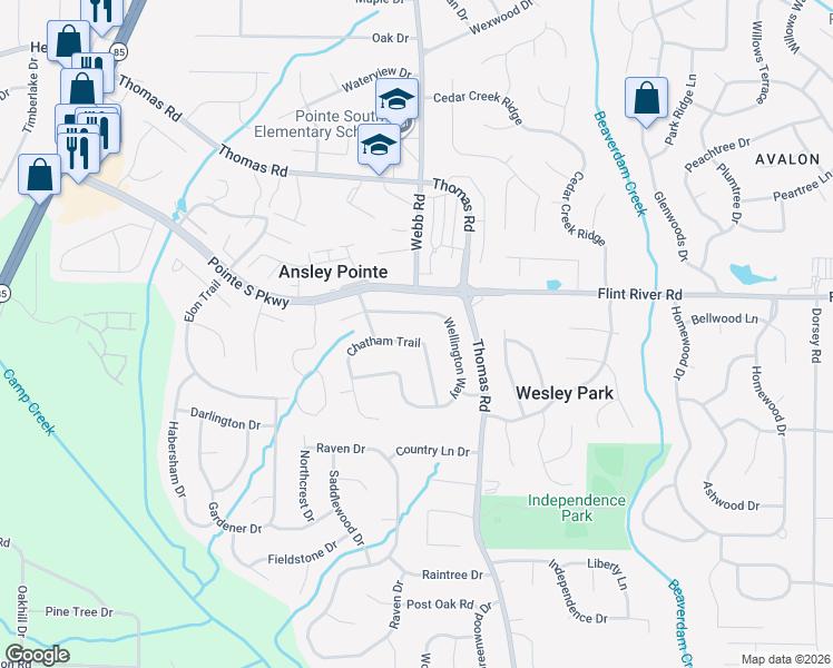 map of restaurants, bars, coffee shops, grocery stores, and more near 610 Wellington Way in Jonesboro