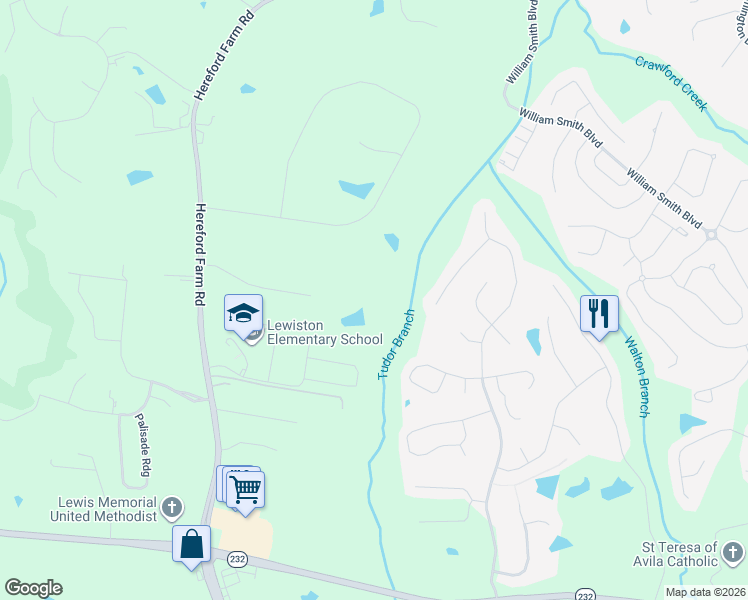 map of restaurants, bars, coffee shops, grocery stores, and more near 5167 Huntfield Road in Evans
