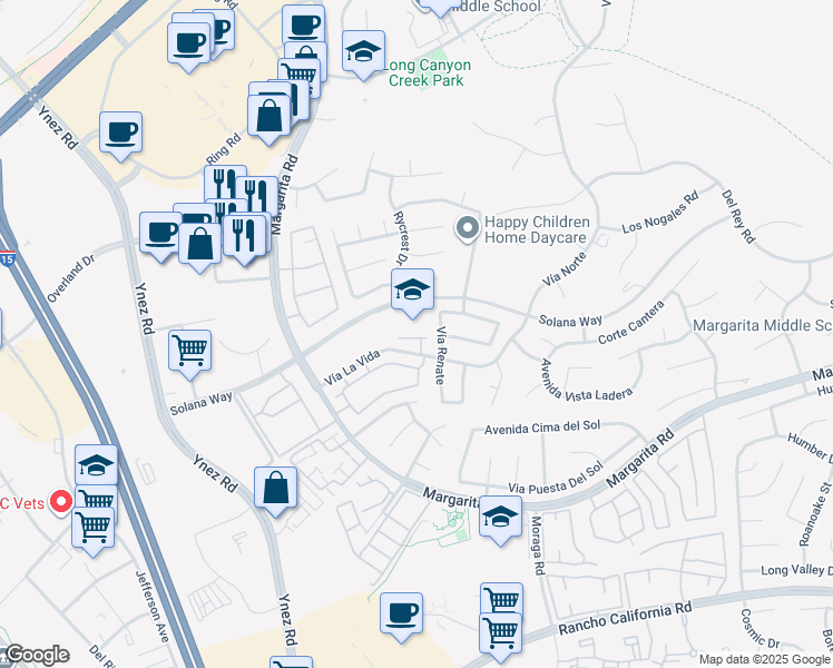 map of restaurants, bars, coffee shops, grocery stores, and more near 41841 Saint Thomas Court in Temecula