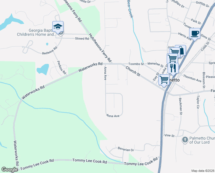 map of restaurants, bars, coffee shops, grocery stores, and more near 165 Anna Avenue in Palmetto