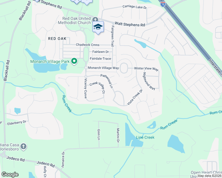 map of restaurants, bars, coffee shops, grocery stores, and more near 661 Pathwood Lane in Stockbridge