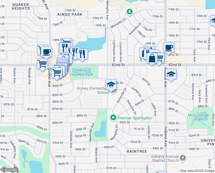 map of restaurants, bars, coffee shops, grocery stores, and more near Memphis Avenue in Lubbock