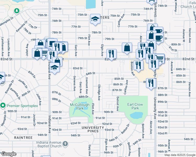 map of restaurants, bars, coffee shops, grocery stores, and more near 8404 Elkridge Avenue in Lubbock