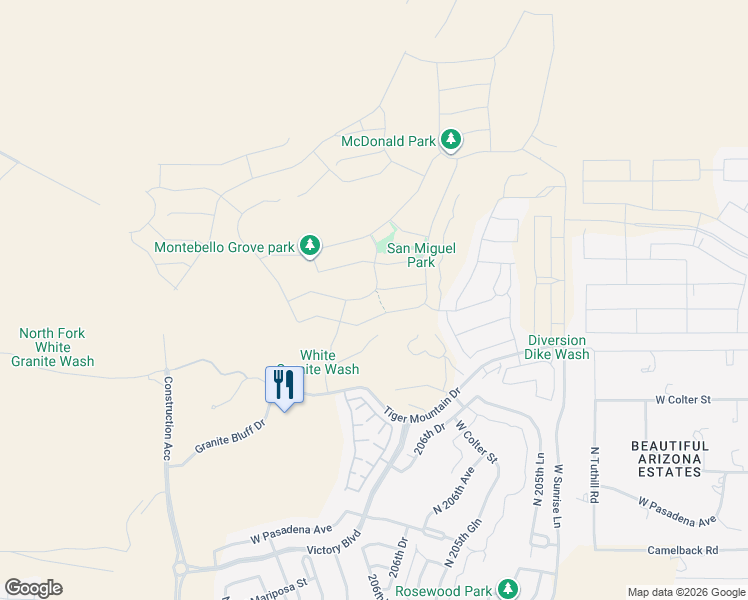map of restaurants, bars, coffee shops, grocery stores, and more near Unnamed Road in Litchfield Park