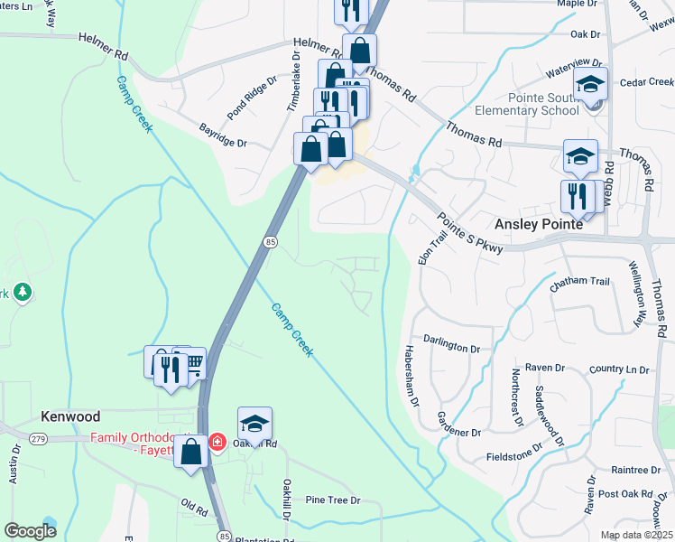 map of restaurants, bars, coffee shops, grocery stores, and more near 713 Lakeview Way in Jonesboro