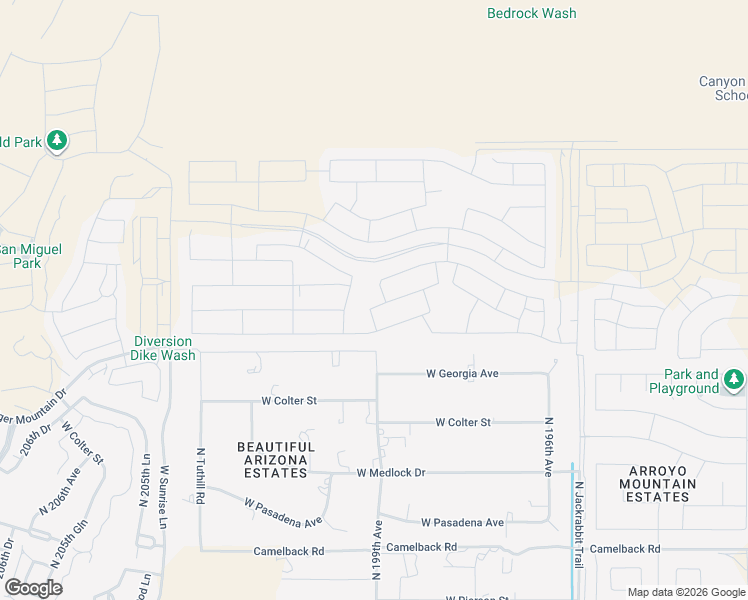 map of restaurants, bars, coffee shops, grocery stores, and more near 19888 West San Juan Avenue in Litchfield Park