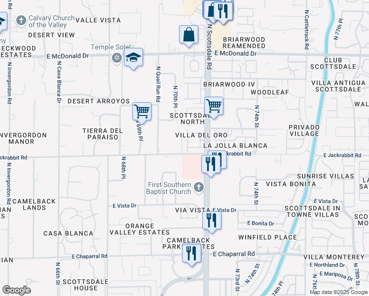 map of restaurants, bars, coffee shops, grocery stores, and more near 5518 North Quail Place in Paradise Valley