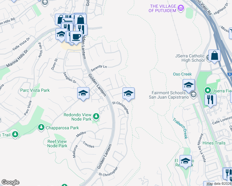 map of restaurants, bars, coffee shops, grocery stores, and more near 12 Curacao in Laguna Niguel
