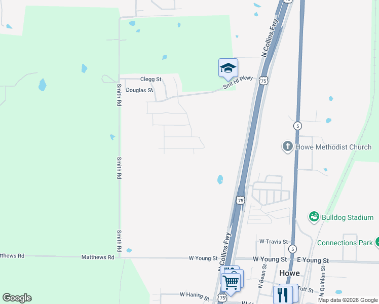 map of restaurants, bars, coffee shops, grocery stores, and more near in Howe