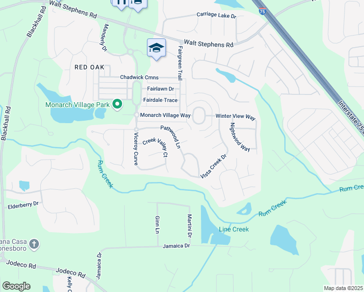 map of restaurants, bars, coffee shops, grocery stores, and more near 665 Pathwood Lane in Stockbridge
