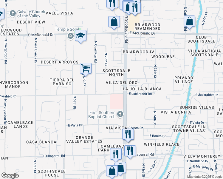 map of restaurants, bars, coffee shops, grocery stores, and more near 5518 North Quail Place in Paradise Valley