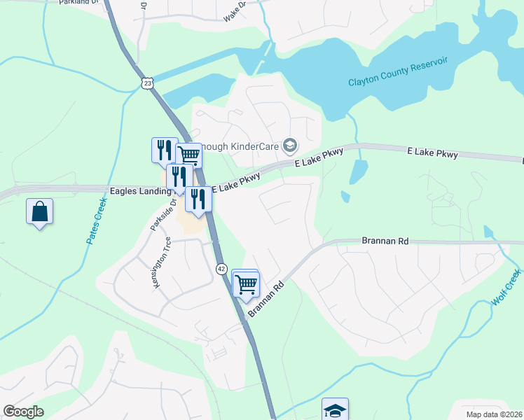 map of restaurants, bars, coffee shops, grocery stores, and more near 836 Rock Lane in McDonough