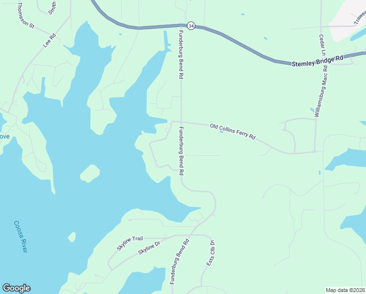 map of restaurants, bars, coffee shops, grocery stores, and more near 560 Funderburg Bend Road in Pell City