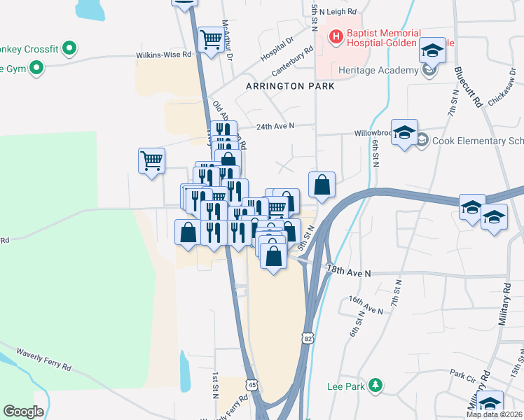 map of restaurants, bars, coffee shops, grocery stores, and more near 504 Lincoln Road in Columbus
