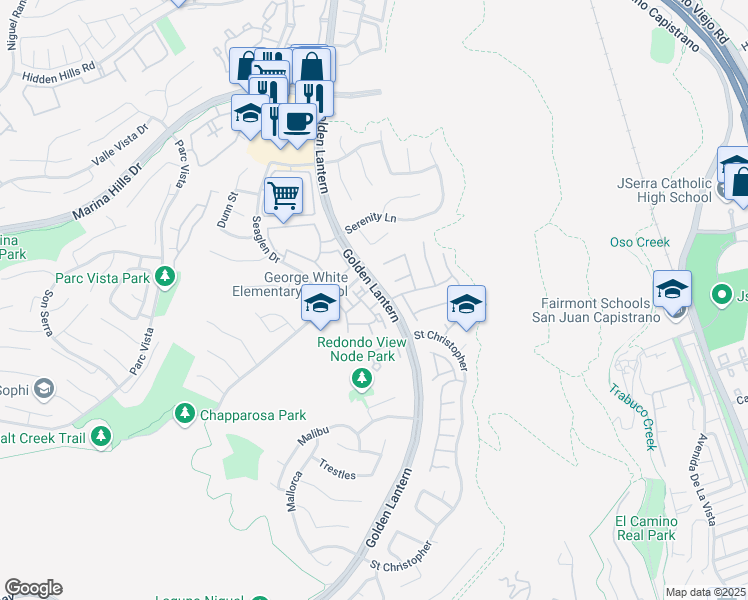 map of restaurants, bars, coffee shops, grocery stores, and more near 9 Sandy Cove in Laguna Niguel