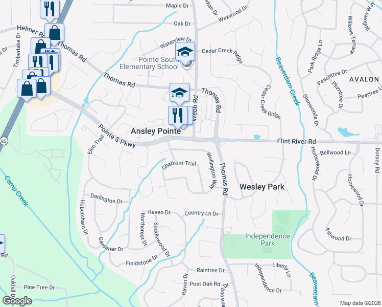 map of restaurants, bars, coffee shops, grocery stores, and more near 610 Wellington Way in Jonesboro
