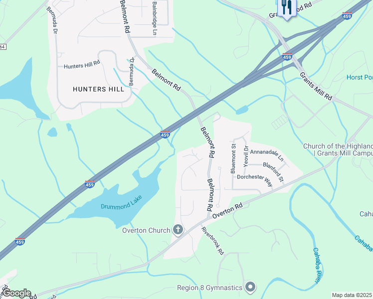 map of restaurants, bars, coffee shops, grocery stores, and more near 5804 Emily Cir in Irondale