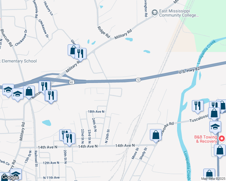 map of restaurants, bars, coffee shops, grocery stores, and more near 2510 23rd Avenue North in Columbus