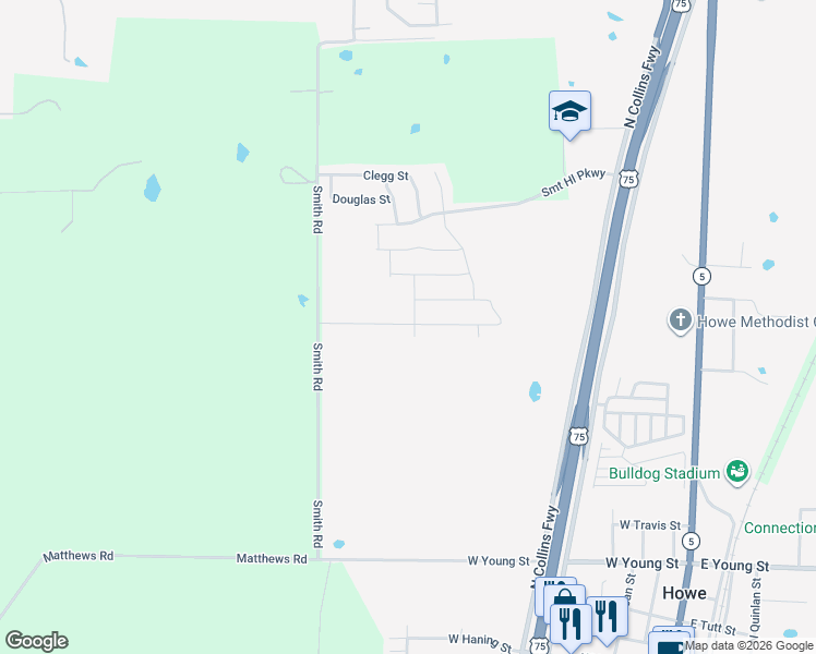 map of restaurants, bars, coffee shops, grocery stores, and more near 1420 Elliott Road in Howe