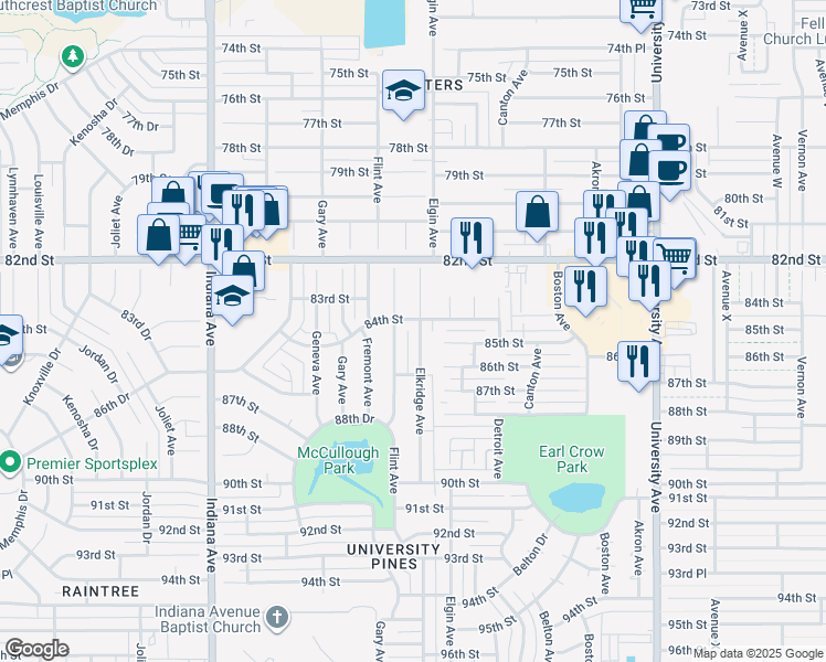 map of restaurants, bars, coffee shops, grocery stores, and more near 8404 Elkridge Ave in Lubbock