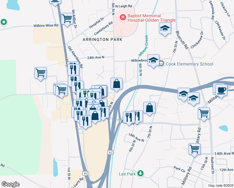 map of restaurants, bars, coffee shops, grocery stores, and more near 1928 North 5th Street in Columbus