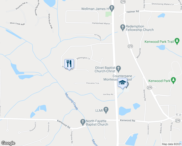 map of restaurants, bars, coffee shops, grocery stores, and more near 370 North Fayette Drive in Fayetteville