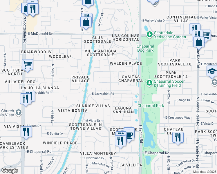 map of restaurants, bars, coffee shops, grocery stores, and more near 5519 North 77th Way in Scottsdale