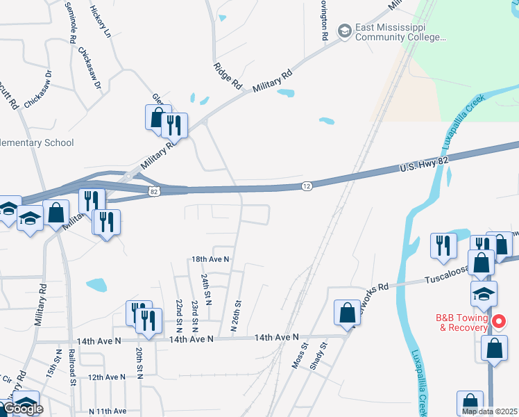 map of restaurants, bars, coffee shops, grocery stores, and more near 2510 23rd Avenue North in Columbus