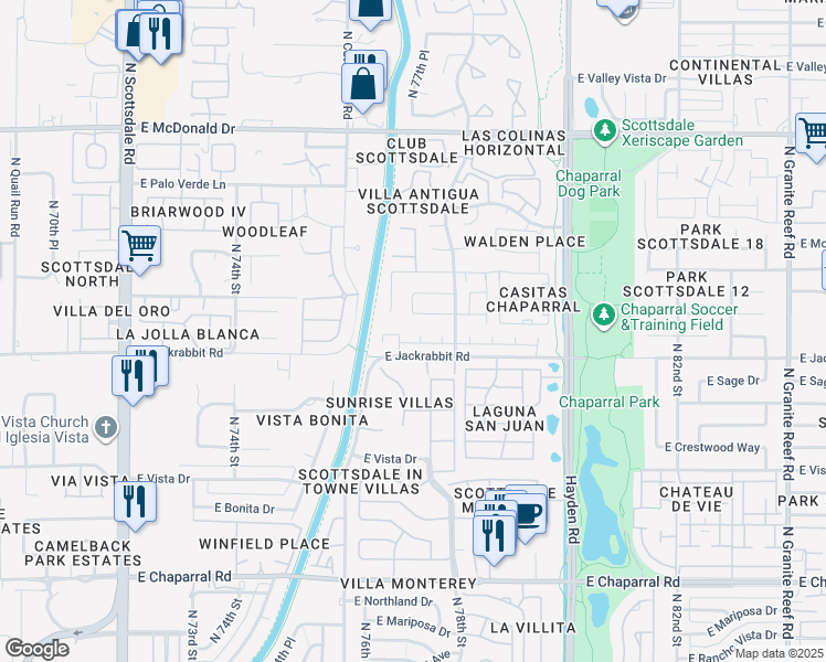 map of restaurants, bars, coffee shops, grocery stores, and more near 5519 North 77th Street in Scottsdale
