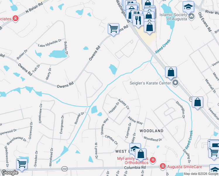 map of restaurants, bars, coffee shops, grocery stores, and more near 165 Ashley Circle in Martinez