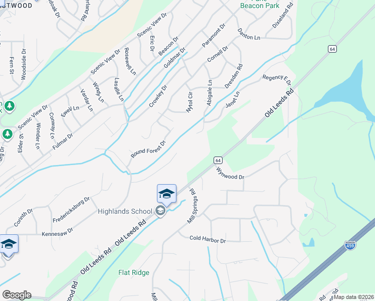 map of restaurants, bars, coffee shops, grocery stores, and more near 4643 Battery Lane in Birmingham