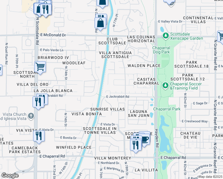 map of restaurants, bars, coffee shops, grocery stores, and more near 5519 North 77th Street in Scottsdale