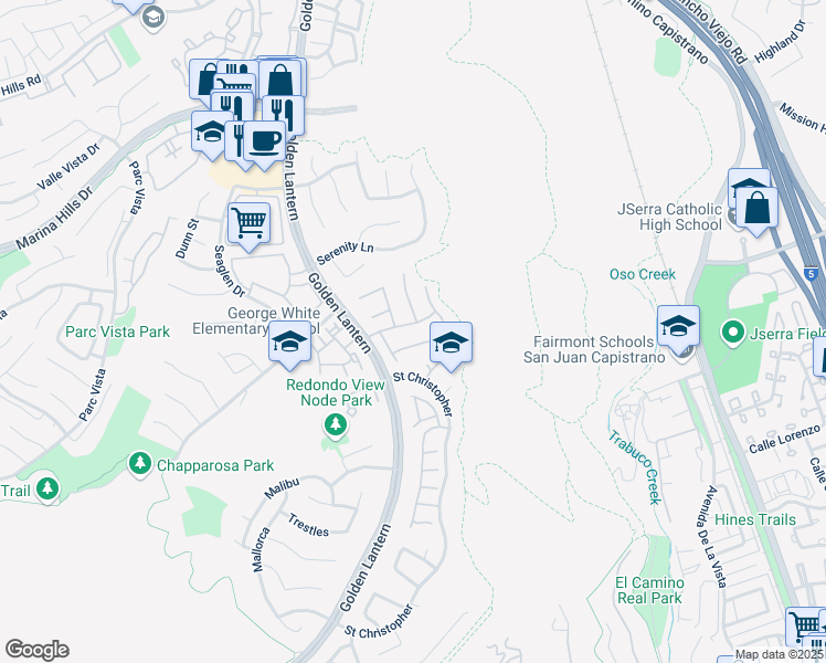 map of restaurants, bars, coffee shops, grocery stores, and more near 12 Curacao in Laguna Niguel