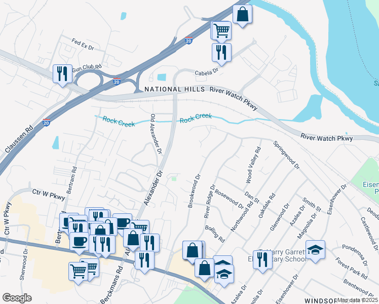 map of restaurants, bars, coffee shops, grocery stores, and more near 1000 Fairhaven Drive in Augusta