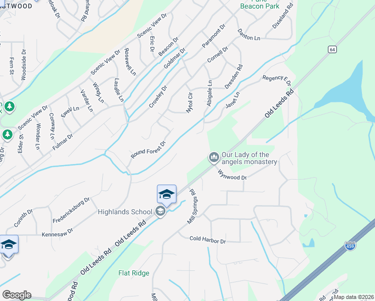 map of restaurants, bars, coffee shops, grocery stores, and more near 4643 Battery Lane in Birmingham