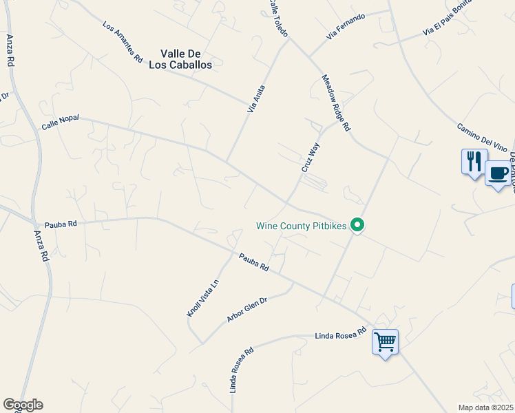 map of restaurants, bars, coffee shops, grocery stores, and more near 35715 Calle Nopal in Temecula