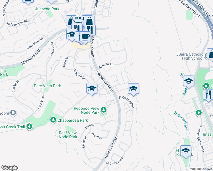 map of restaurants, bars, coffee shops, grocery stores, and more near 1 Key West in Laguna Niguel