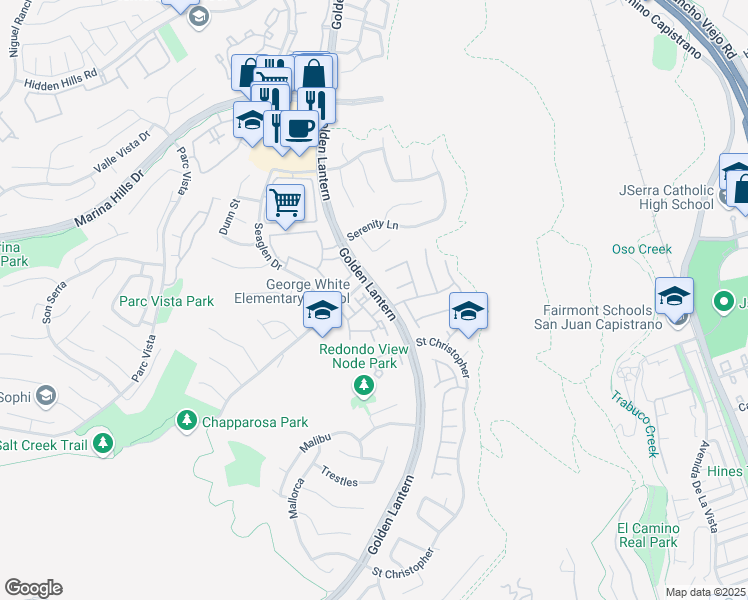 map of restaurants, bars, coffee shops, grocery stores, and more near 16 Key West in Laguna Niguel