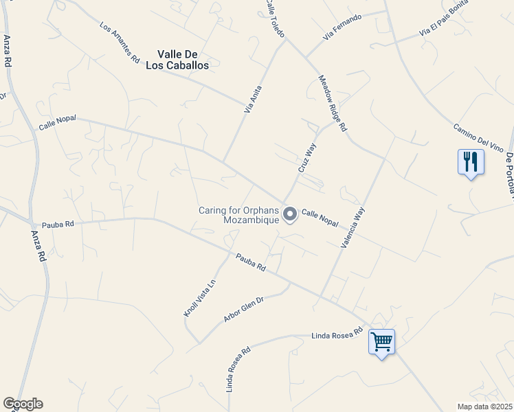 map of restaurants, bars, coffee shops, grocery stores, and more near 35715 Calle Nopal in Temecula