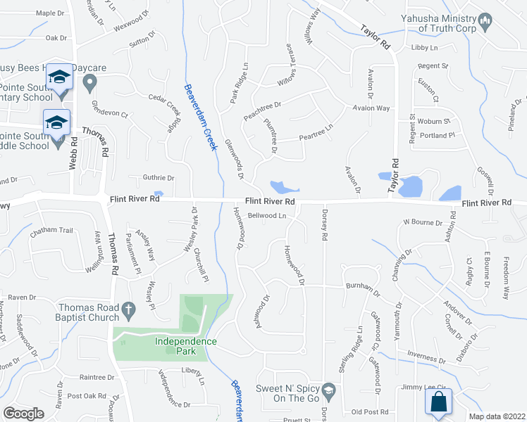 map of restaurants, bars, coffee shops, grocery stores, and more near 239 Bellwood Lane in Riverdale