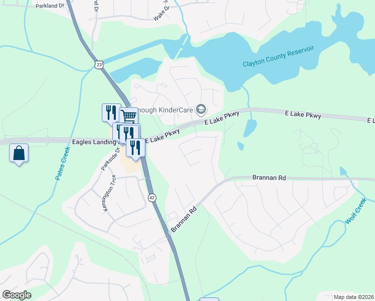map of restaurants, bars, coffee shops, grocery stores, and more near 836 Rock Lane in McDonough