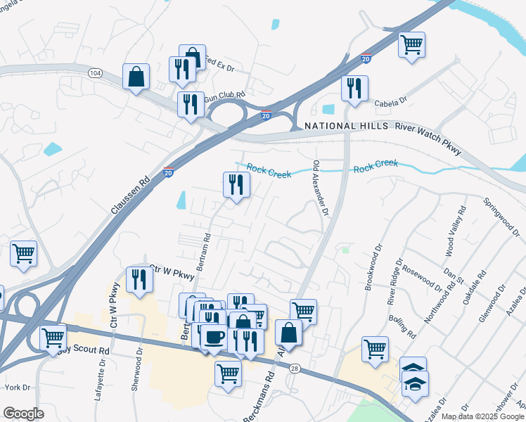 map of restaurants, bars, coffee shops, grocery stores, and more near 2018 Destin Lane in Augusta