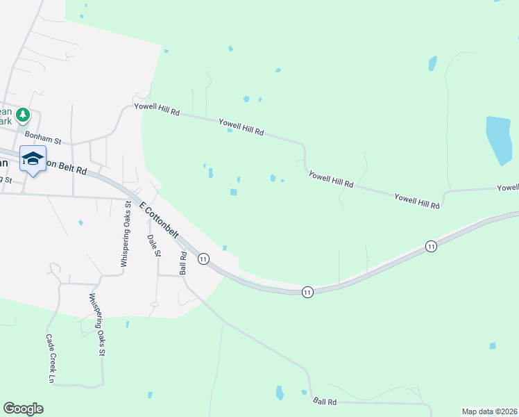 map of restaurants, bars, coffee shops, grocery stores, and more near 868 Yowell Hill Road in Whitewright
