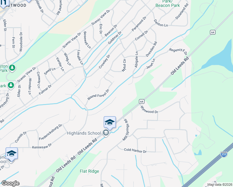 map of restaurants, bars, coffee shops, grocery stores, and more near 4643 Battery Lane in Birmingham