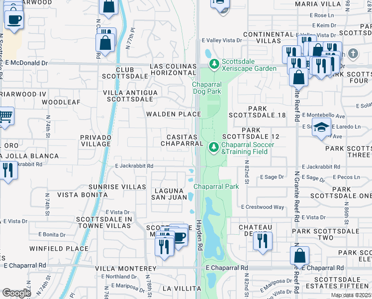 map of restaurants, bars, coffee shops, grocery stores, and more near 5519 North 79th Place in Scottsdale