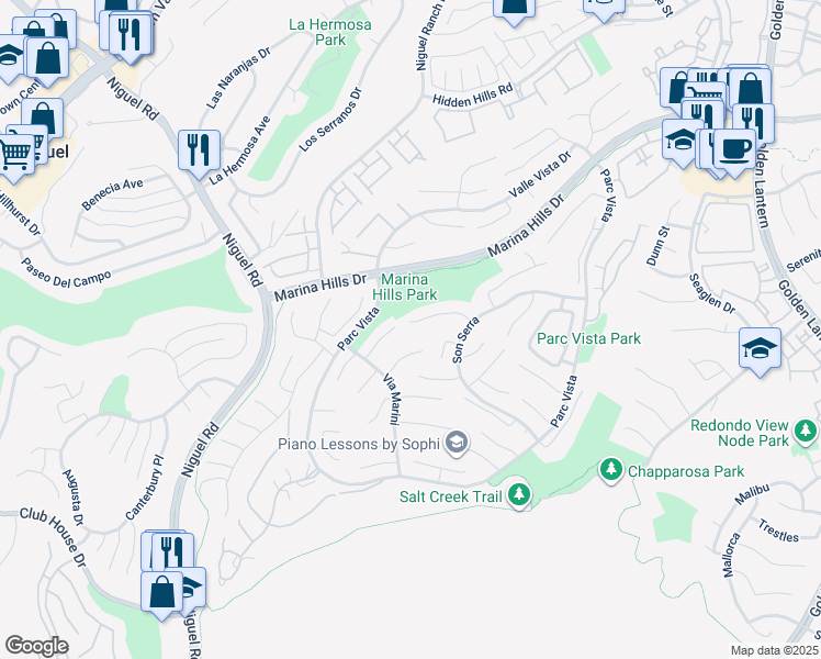 map of restaurants, bars, coffee shops, grocery stores, and more near 4 Cala D Or in Laguna Niguel