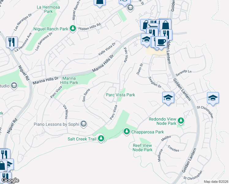 map of restaurants, bars, coffee shops, grocery stores, and more near 20 Vienna in Laguna Niguel